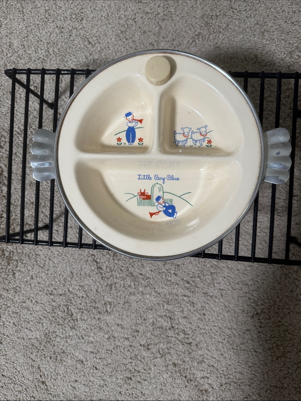 Vintage 1940’s Excello Little Boy Blue Divided Baby warming dish